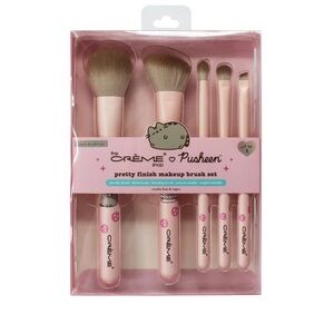 New Pusheen x The Crème Shop 5-Piece Makeup Brush Set – Cute Cat Collection.   O